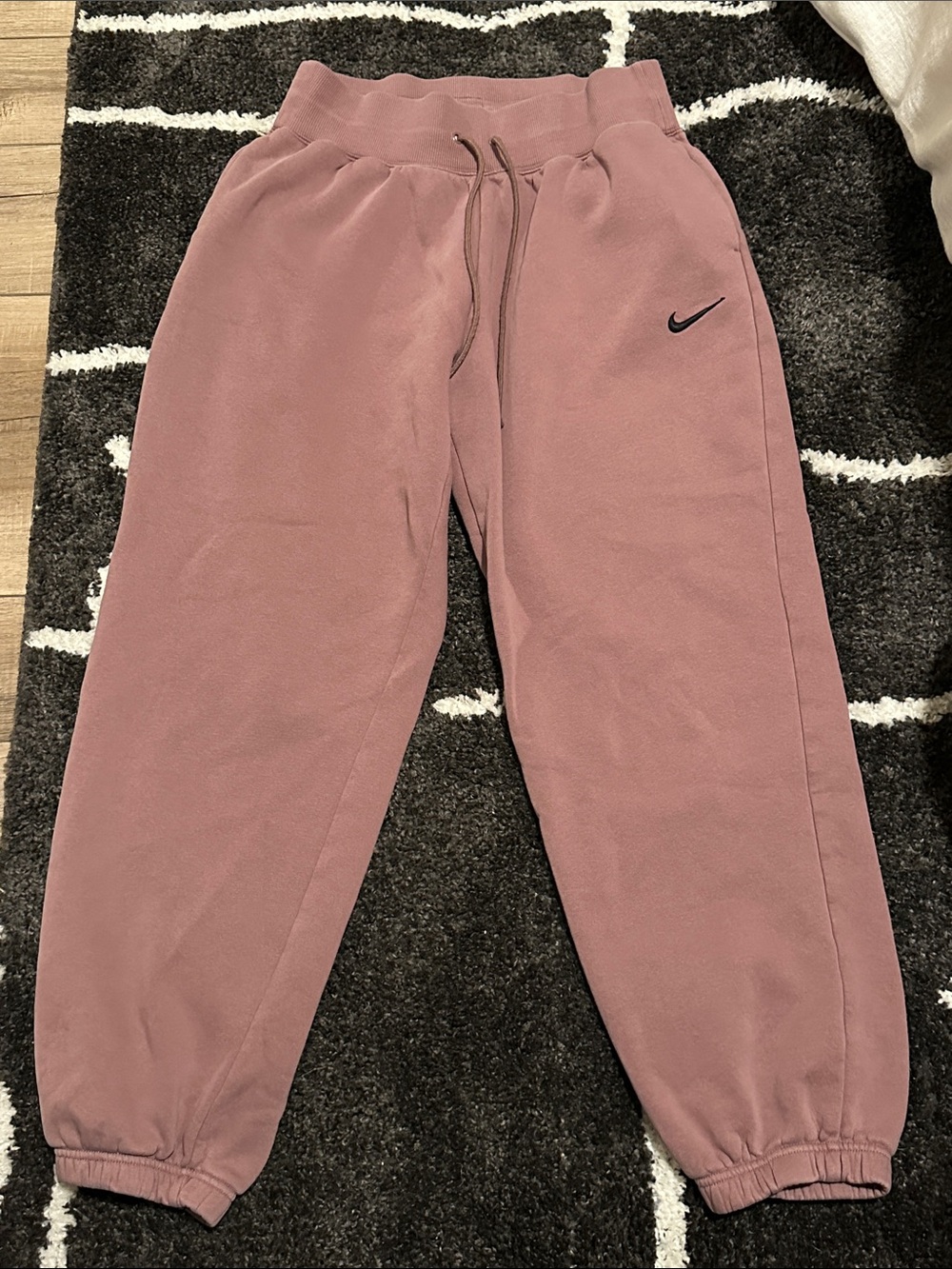 Nike Women's Mauve Pink Fleece Joggers with Black Swoosh in - Picture 2 of 4